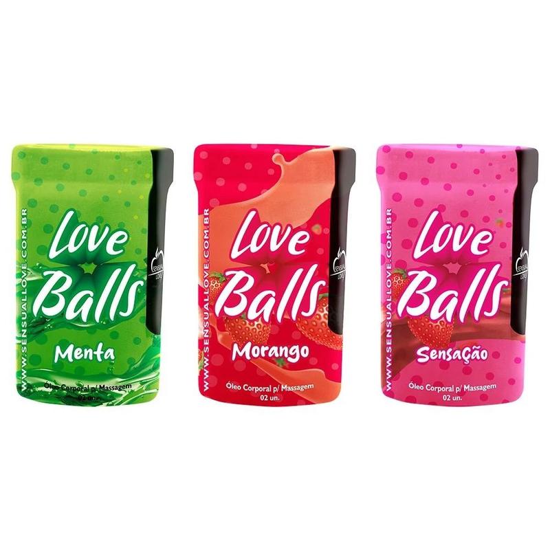 Love Balls Bolinha Beijável Lubrificante Sabor Menta 2 Un